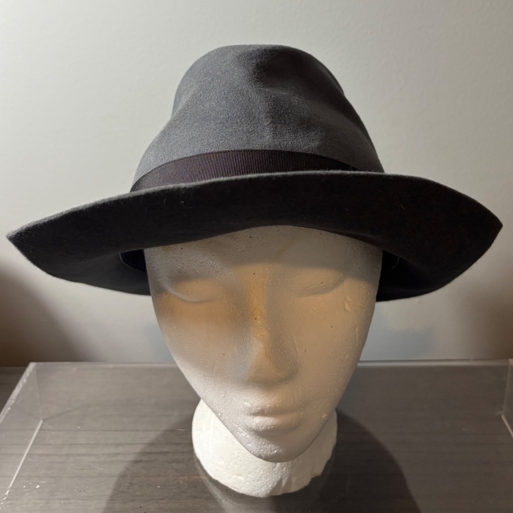 Vintage Borsalino Gray Felt Fedora Hat Made in Italy‎ Size 7 3/8 (59)